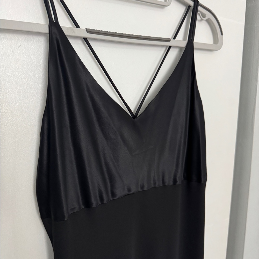 Black Vintage Satin Spaghetti Strap Dress